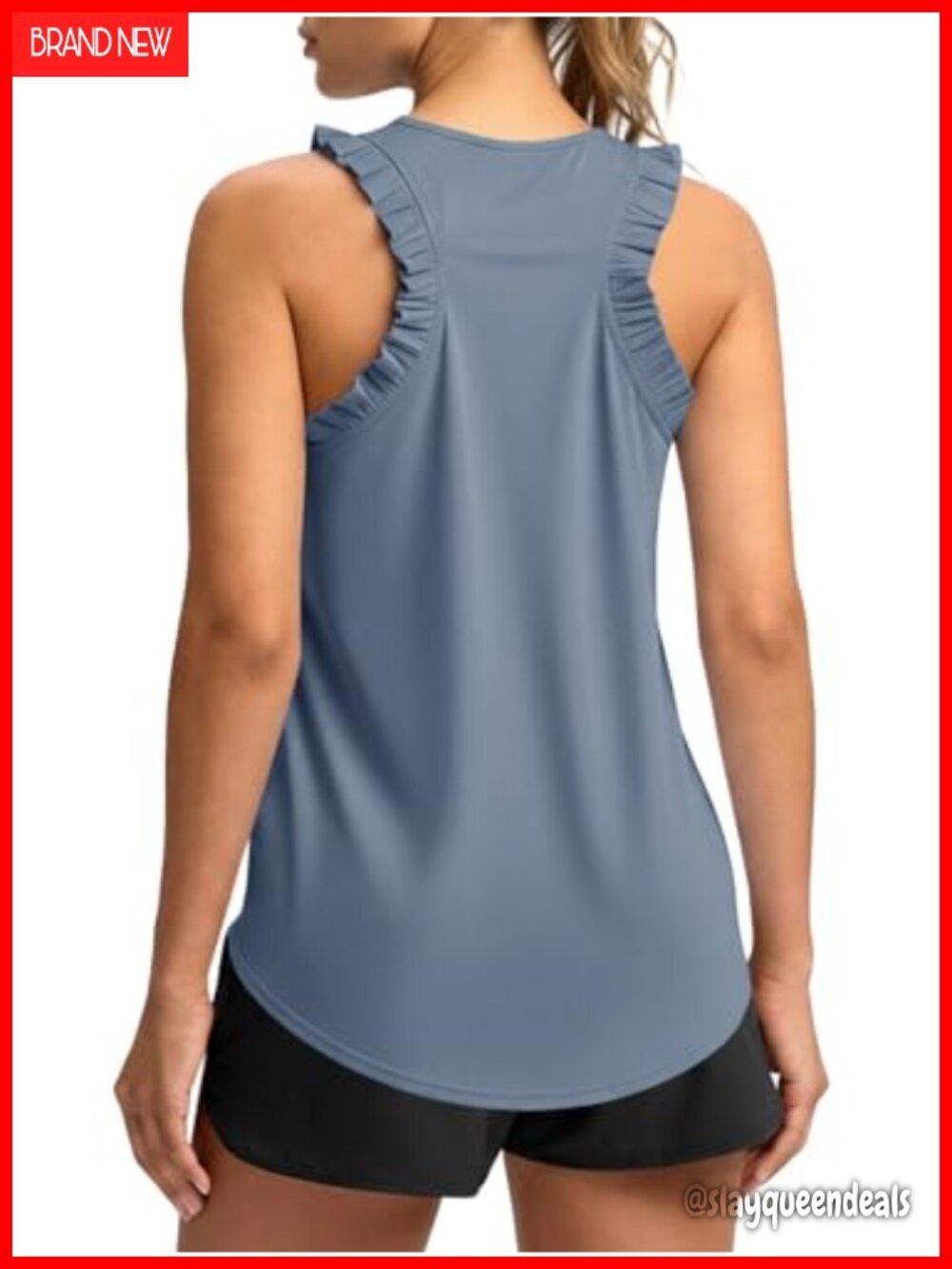 Fisoew Ruffle Sleeveless Workout Tank Top Loose Fit Athletic Yoga